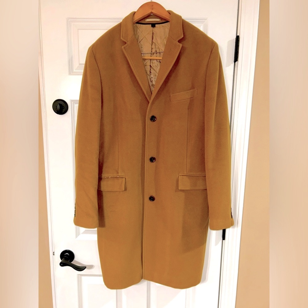 J. Crew Men’s Beautiful Wool & Cashmere Insulated Ludlow Overcoat Size 46L Tan